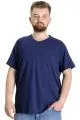 Büyük Beden T-Shirt V Yaka Likralı 20150 İndigo INDIGO
