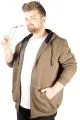Erkek Sweatshirt Kapşonlu Zippered Basic 20543 Haki HAKI