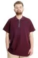 Büyük Beden Erkek T-Shirt Fermuarlı Polo Yaka 21029 Mürdüm