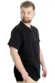 Big Size Mens T-Shirt Zipper Polo 21029 Black