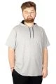 Big-Tall Men Oversize Hooded Basic T-Shirt Round Collar 21115 Gray Melange