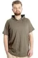 Big Size Mens T-Shirt Hood Collar 21115 Khaki