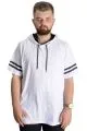 Big Size T-Shirt Bis Collar Hood Double Lane 21123 White