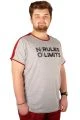 Big-Tall Men T-Shirt Round Collar No Rules 21171 Gray Melange