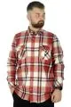 Big Tall Men Shirt Long Sleeve Double Pocket Clamshell Lumberjack 21392  Navy Blue-Red