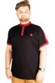 Big Size Men T-Shirt Short Sleeve Band Collar 21556 Black