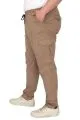Büyük Beden Pantolon Keten Kargo Jogger Milano 21912 Cappuccino