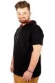 Büyük Beden Oversize Tshirt Bisiklet Yaka Kapşon Basic 21115 Siyah SIYAH