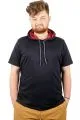 Büyük Beden Oversize Tshirt Kapşon Basic 21115 Lacivert LACIVERT
