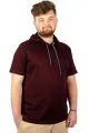 Büyük Beden Oversize Tshirt Kapşon Basic 21115 Mürdüm MURDUM