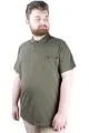 Büyük Beden T shirt Polo Likralı Süprem Cepli 21558 Haki HAKI