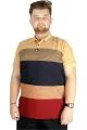 Büyük Beden T-shirt Polo Striped 21327 Bej BEJ