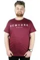 Büyük Beden Tshirt Bis Yaka Newyork2021 21112 Vişne VISNE