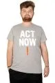 Büyük Beden Tshirt Bisiklet Yaka Act Now 21113  Gri GRI