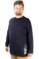 Büyük Beden Tshirt Bisiklet Yaka Barcode 21192 Lacivert LACIVERT