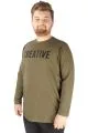 Büyük Beden Tshirt Bisiklet Yaka Creative 21194 Haki HAKI