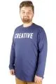 Büyük Beden Tshirt Bisiklet Yaka Creative 21194 Indigo INDIGO