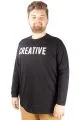 Büyük Beden Tshirt Bisiklet Yaka Creative 21194 Siyah SIYAH