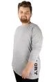 Büyük Beden Tshirt Bisiklet Yaka Glory 21193 Grimelanj  GRI