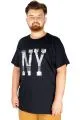 Büyük Beden Tshirt Bisiklet Yaka Gofre NY 21184 Lacivert LACIVERT