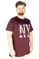 Büyük Beden Tshirt Bisiklet Yaka Gofre NY 21184 Mürdüm MURDUM