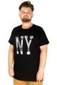 Büyük Beden Tshirt Bisiklet Yaka Gofre NY 21184 Siyah SIYAH
