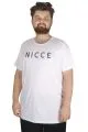 Büyük Beden Tshirt Bisiklet Yaka Nicce 21176 Beyaz BEYAZ
