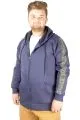 Erkek Sweat Kapşonlu Pieced Arm 21515 Indigo INDIGO