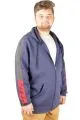 Erkek Sweat Kapşonlu Pieced Embroidered 21514 Indigo INDIGO