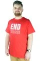 Büyük Beden Erkek T shirt Bis Yaka End Zone 22105 Kırmızı