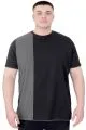 Büyük Beden Erkek T-Shirt Parçalı MD08 U22134 Siyah
