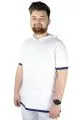 Big Size Mens T-Shirt Hood Collar 22136 White