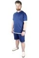  Big-Tall Men T shirt Hooded Sweep Check 22136 Indigo Blue