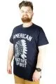 Erkek T shirt Bis Yaka Baskılı Native Spirit 22140 Lacivert LACIVERT