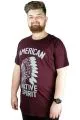 Erkek T shirt Bis Yaka Baskılı Native Spirit 22140 Mürdüm MURDUM