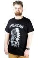 Erkek T shirt Bis Yaka Baskılı Native Spirit 22140 Siyah