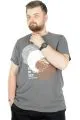 Erkek T-Shirt Bis Yaka Baskılı Feed And The Graund 22142 Antramelanj ANTRASIT