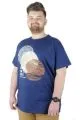 Erkek T shirt Bis Yaka Baskılı Feed And The Graund 22142 İndigo INDIGO