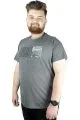 Erkek T shirt Bis Yaka Baskılı Barcode 22145 Antramelanj ANTRASIT