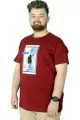 Büyük Beden Tshirt Baskılı Flu 22152 Bordo BORDO