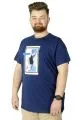 Büyük Beden Tshirt Baskılı Flu 22152 İndigo INDIGO