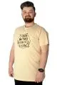 Büyük Beden T-Shirt Baskılı Powerfull 22155 Bej BEJ