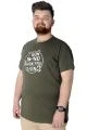 Büyük Beden T-Shirt Baskılı Powerfull 22155 Haki