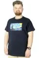 Büyük Beden Tshirt Baskılı Night 22156 Lacivert LACIVERT