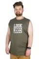 Büyük Beden Atlet Baskılı Look Cool 22165 Haki HAKI