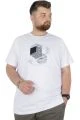 Büyük Beden T-Shirt Bisiklet Yaka Linear 22166 Beyaz