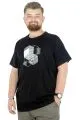 Büyük Beden T-Shirt Bisiklet Yaka Linear 22166 Siyah SIYAH