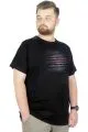 Büyük Beden T-Shirt Bisiklet Yaka Striped 22173 Siyah SIYAH