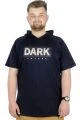 Büyük Beden T-Shirt Kapşonlu Dark 22176 Lacivert