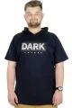 Büyük Beden T-Shirt Kapşonlu Dark 22176 Lacivert